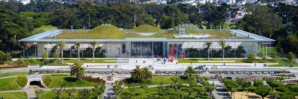Aerial shot of the California Academy of Sciences in San Francisco