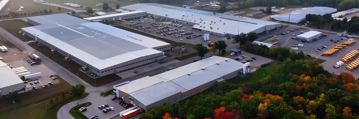 Aerial view of the Cardinal Glass manufacturing plant in Tomah, WI