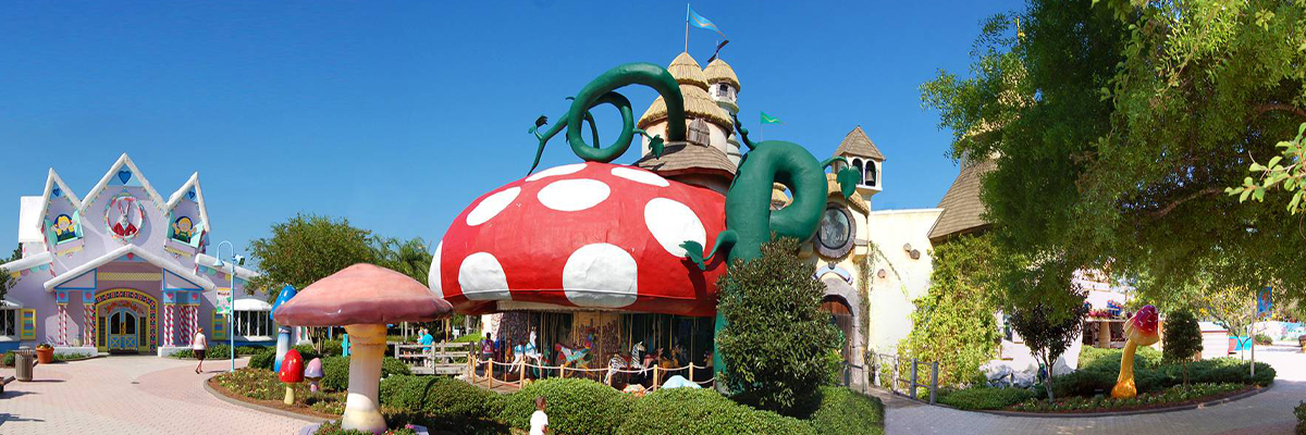 A mushroom carousel ride at Give Kids The World Village