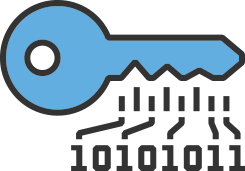 Illustration of a key with the bullet grooves displaying binary numbers
