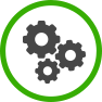 Icon of three gears of varying size