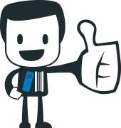 Q-SYS mascot with large Thumbs up