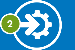 Icon of an arrow pointing into a gear with the number 2