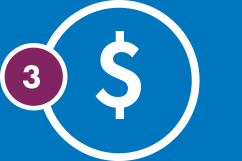 Icon with a dollar symbol with the number 3