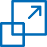 Icon of two squares, one larger than the other with an arrow to indicate growing scale